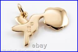 Vintage 14k Yellow Gold James Avery Hummingbird Flower Charm Box Bag Closed Ring