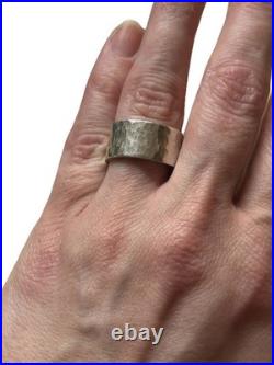 Vintage JAMES AVERY 925 Hammered Cigar Band Ring Sterling 925 Size 6