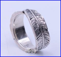 Vintage JAMES AVERY 925 Sterling Silver Retired FEATHER Ring Size 8