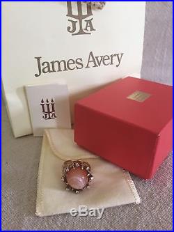 Vintage JAMES AVERY Mexican Opal 14K Diamonds Ring Sz8 1/4 ESTATE ONE OF A KIND