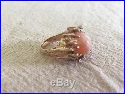 Vintage JAMES AVERY Mexican Opal 14K Diamonds Ring Sz8 1/4 ESTATE ONE OF A KIND