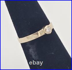 Vintage James Avery 14K Hammered Gold Natural Diamond Ring Size 4 1.6g