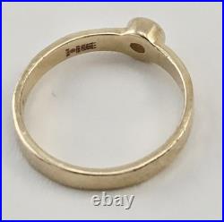 Vintage James Avery 14K Hammered Gold Natural Diamond Ring Size 4 1.6g
