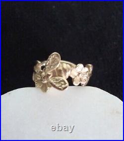 Vintage James Avery Bee + Flower 14K Gold Ring Size 3 RETIRED