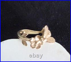 Vintage James Avery Bee + Flower 14K Gold Ring Size 3 RETIRED