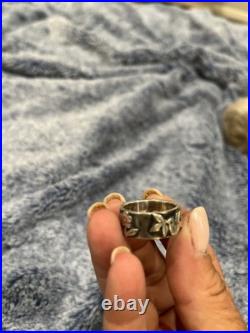 Vintage James Avery La Paloma Dove Olive Branch & Flower Ring Ovr 10 g Size 8