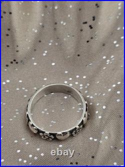 Vintage James Avery Retired Sterling Silver Hearts & Flowers Ring Size 7