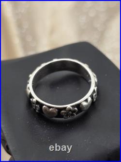 Vintage James Avery Retired Sterling Silver Hearts & Flowers Ring Size 7