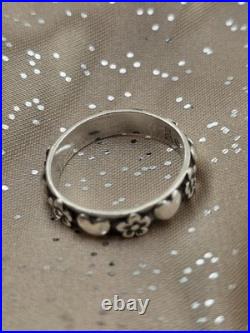 Vintage James Avery Retired Sterling Silver Hearts & Flowers Ring Size 7