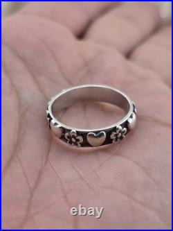Vintage James Avery Retired Sterling Silver Hearts & Flowers Ring Size 7