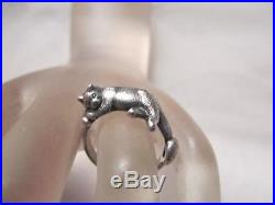 Vintage James Avery Sleeping Kitty Cat Sterling Silver Ring Retired Size 6