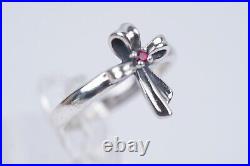 Vintage James Avery Sterling Silver 925 Ribbon Cross with Ruby Stone Ring Sz 8