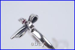 Vintage James Avery Sterling Silver 925 Ribbon Cross with Ruby Stone Ring Sz 8