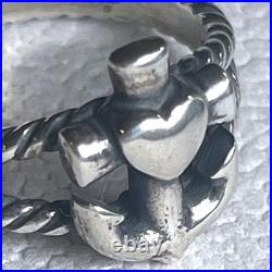 Vintage James Avery Sterling Silver Heart Anchor Ring Retired Rope Band Sz 8 5g