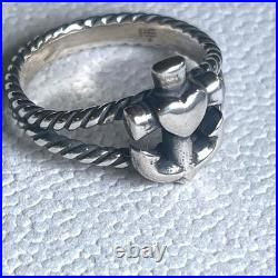 Vintage James Avery Sterling Silver Heart Anchor Ring Retired Rope Band Sz 8 5g