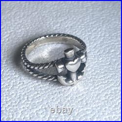 Vintage James Avery Sterling Silver Heart Anchor Ring Retired Rope Band Sz 8 5g