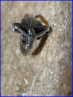 Vintage Old Retired James Avery Crucifix Ring Small Size 6 Sterling Silver