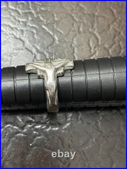 Vintage Old Retired James Avery Crucifix Ring Small Size 6 Sterling Silver