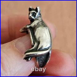 Vintage Rare Retired James Avery Sterling Silver 3D Resting Cat Ring