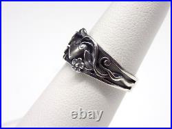 Vintage Retired James Avery Ring Heart Flowers Scroll Sterling Silver Size 6