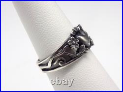 Vintage Retired James Avery Ring Heart Flowers Scroll Sterling Silver Size 6