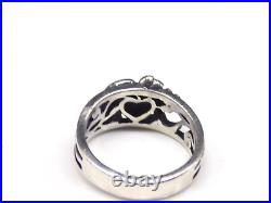 Vintage Retired James Avery Ring Heart Flowers Scroll Sterling Silver Size 6