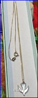 Vintage Sterling Silver. 925 James Avery Dove of Peace Pendant Necklace 18L