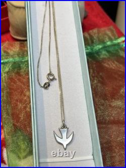 Vintage Sterling Silver. 925 James Avery Dove of Peace Pendant Necklace 18L