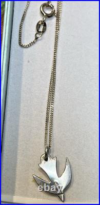 Vintage Sterling Silver. 925 James Avery Dove of Peace Pendant Necklace 18L