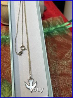 Vintage Sterling Silver. 925 James Avery Dove of Peace Pendant Necklace 18L