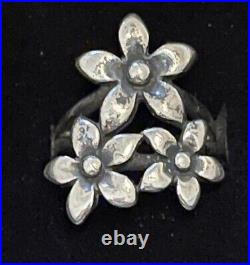 Vintage james avery sterling triple flower bouquet ring