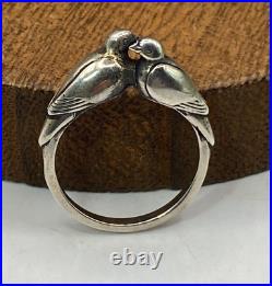 Vintage retired James Avery sterling 3D love birds nuzzling ring 5