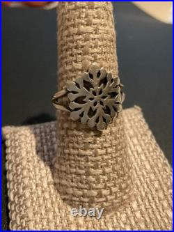 Vtg James Avery Signed Sterling Silver Snowflake Ring Sz 8 Retired Design