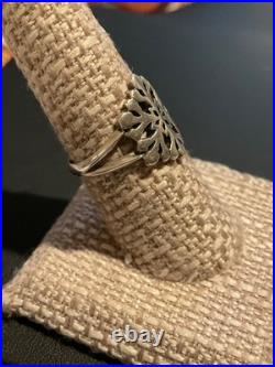 Vtg James Avery Signed Sterling Silver Snowflake Ring Sz 8 Retired Design